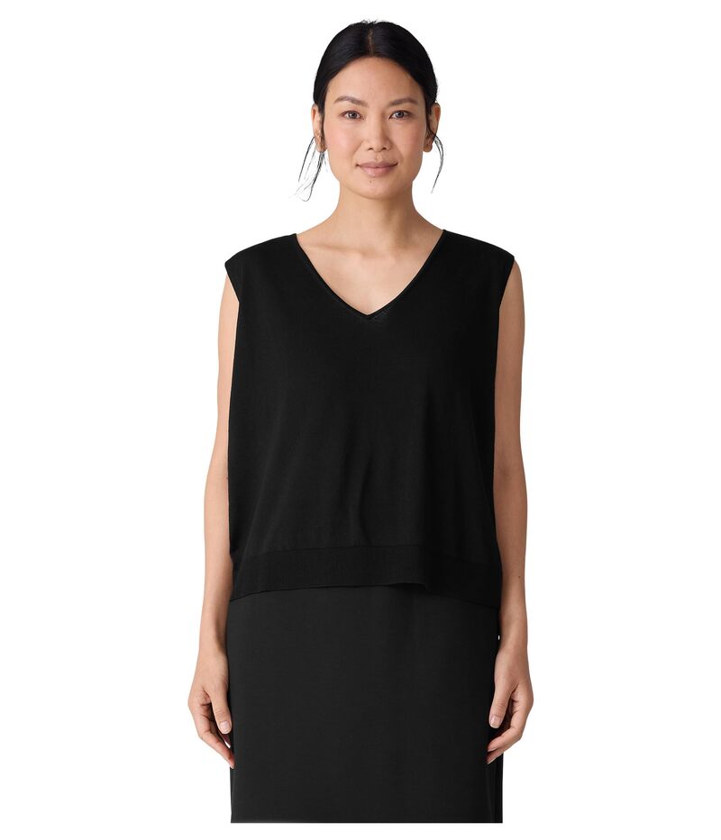 エイリーンフィッシャー レディース アウター コート Vネック ベスト Eileen Fisher Super Fine Merino..