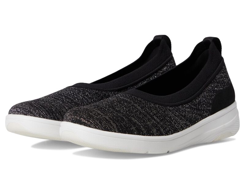 フィットフロップ レディース シューズ サンダル ニット FitFlop Super-Q Knit Ballet Flats Black/Silvereen ブラック