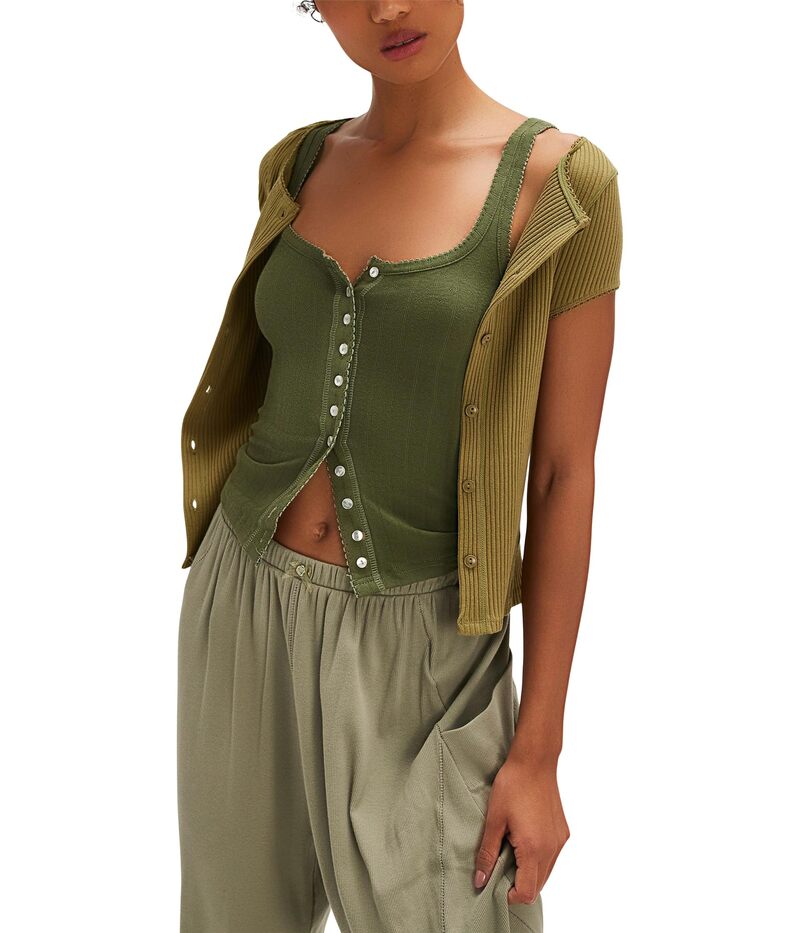 フリーピープル レディース トップス シャツ Free Peoplend Game Pointelle Tank Army アーミー