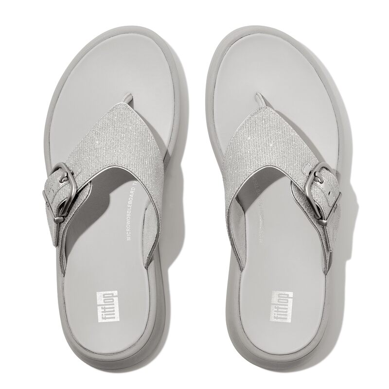 フィットフロップ レディース シューズ サンダル FitFlop F-Mode Buckle Shimmerlux Flatform Toe-Post Sandalsilver シルバー