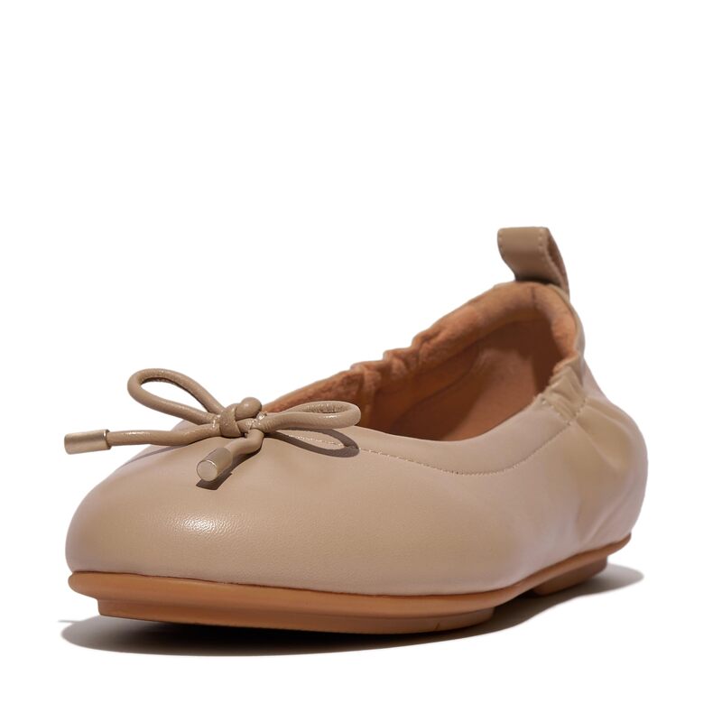 フィットフロップ レディース シューズ サンダル レザー FitFlop Allegro Bow Leather Ballerinas Latte Beige ベージュ
