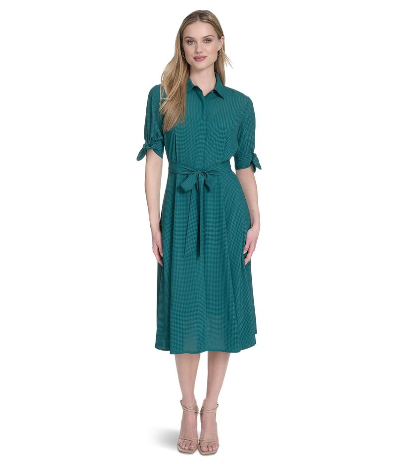 カルバンクライン レディース トップス ワンピース シフォン シャツ Calvin Klein Chiffon Short Sleeve Shirt Dressequoia