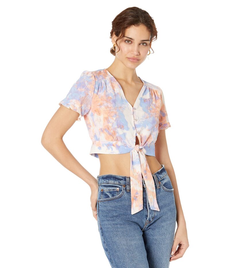 楽天ReVida 楽天市場店BCB ジェネレーション レディース トップス シャツ BCBGeneration Short Sleeve Tie Front Button Top V1VX1T18 Abstractie-Dye