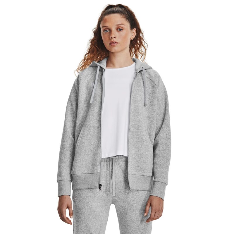 アンダーアーマー レディース アウター パーカー・スウェット フリース Under Armourival Fleece Full Zip Hoodie Mod Gray Light Heather/White ホワイト