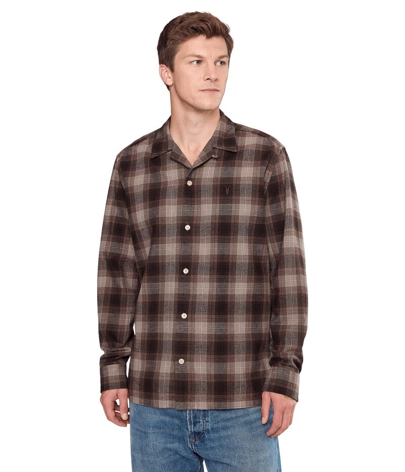 オールセインツ メンズ トップス シャツ AllSaints Iniko Long Sleeve Shirt Mole Brown ブラウン
