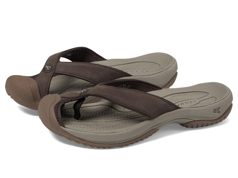 キーン メンズ シューズ サンダル レザー KEEN Waimea Leather Flip-Flop Java/Plaza Taupe トープ