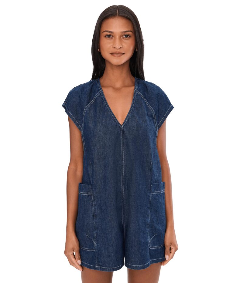 フリーピープル レディース トップス ジャンプスーツ ロンパース デニム Free People Free Fall Denim Rompers Deep Blue ブルー