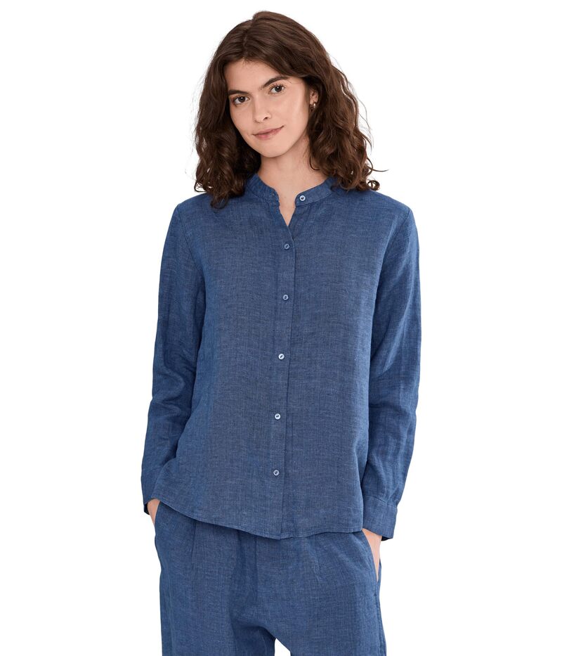 エイリーンフィッシャー レディース トップス シャツ リネン Eileen Fisher Washed Organic Linen Delave Mandarin Collar Top Deep Dive