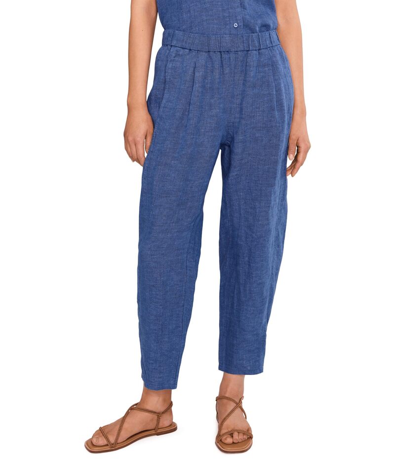 エイリーンフィッシャー レディース ボトムス カジュアルパンツ プチ プリーツ アンクル リネン Eileen Fisher Petite Washed Organic Linen Delave Ankle Pleated Lantern Pants Deep Dive