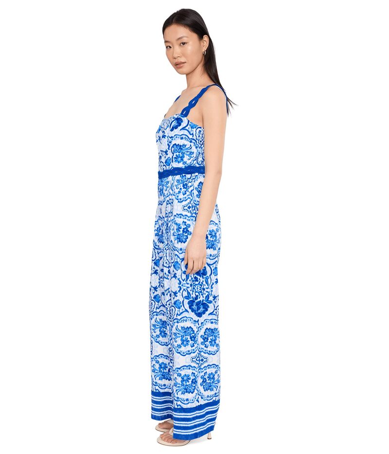 ReVida 楽天市場店のアドリアナ パペル レディース トップス ジャンプスーツ プリント Adrianna Papell Printed Jumpsuit Blue/White ホワイト｜アングル3