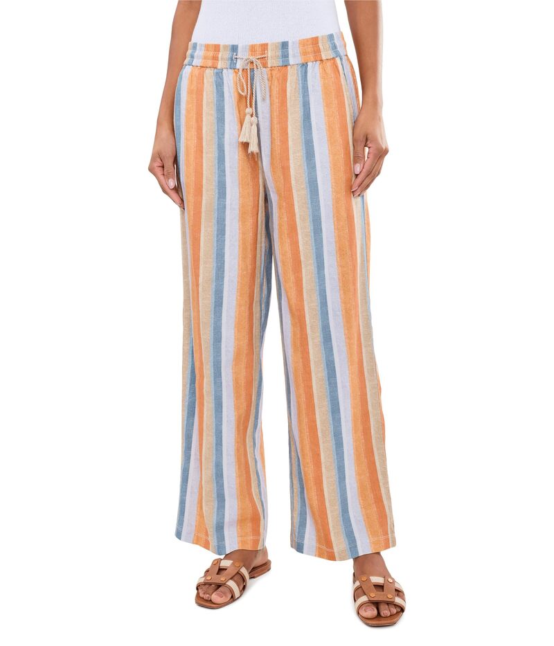 リヴァプール ロサンゼルス レディース ボトムス カジュアルパンツ ワイドレッグ プチ Liverpoolos Angeles Petite Mid-Rise Pull-On Drawstring Waistband Wide Leg Pants Multi Stripe Print マルチカラー