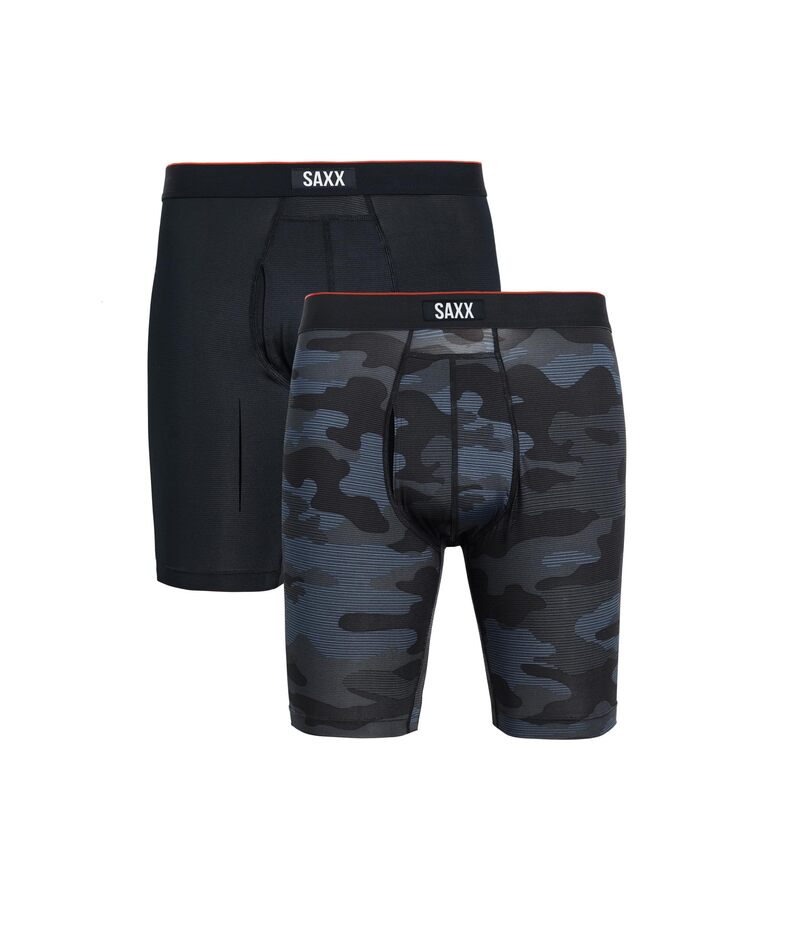 サックスアンダーウェアー メンズ ボクサーパンツ メッシュ SAXX UNDERWEAR Multi-Sport Mesh Long Boxer Briefly 2-Pack Remote Camo/Black ブラック