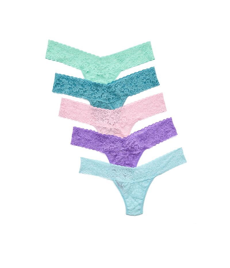 ハンキーパンキー レディース アンダーウェア パンツ ローライズ レース Hanky Panky Signature LaceR Low Rise Thongs 5-Pack Celeste Blue/Bliss/Electric Orchid/Duck Egg Blue/Pistachio ブルー