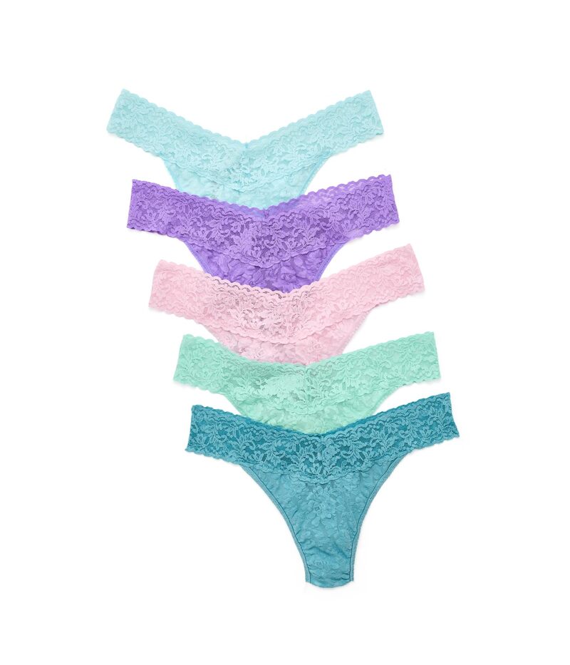 ハンキーパンキー レディース アンダーウェア パンツ レース Hanky Panky Signature LaceR Original Rise Thongs 5-Pack Celeste Blue/Bliss/Electric Orchid/Duck Egg Blue/Pistachio ブルー