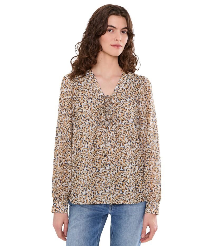 リヴァプール ロサンゼルス レディース トップス シャツ ブラウス レース Liverpoolos Angeles Long Sleeve Lace-Up Front Woven Blouse Gold Blue Multi ブルー