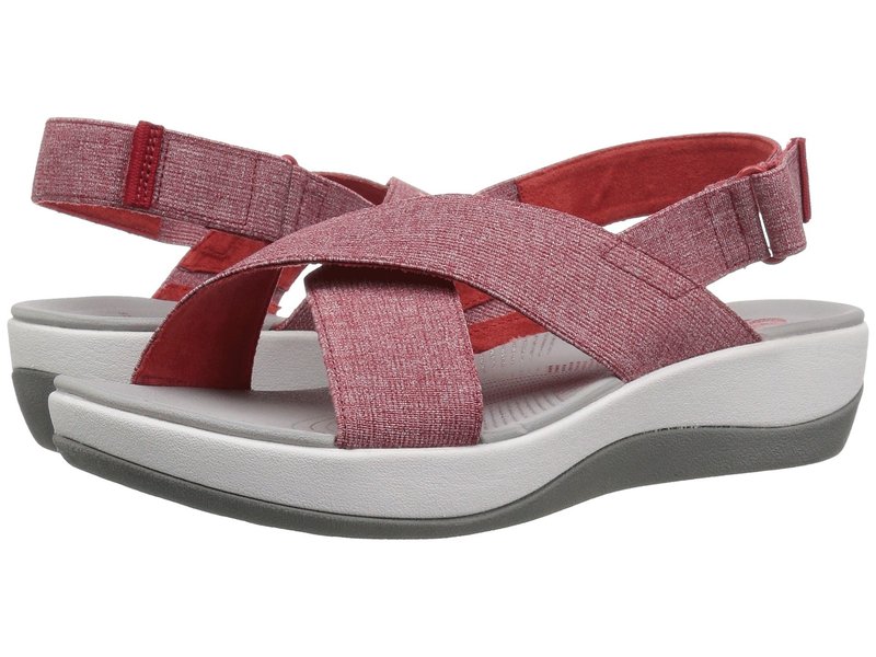 クラークス レディース サンダル シューズ Arla Kaydin Red/White Heathered Elastic クラークス レディース サンダル シューズ Arla Kaydin Red/White Heathered Elastic