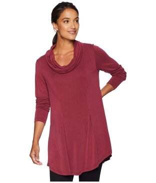 モッドドック レディース シャツ トップス Sandwashed Modal Jersey Cowl Neck Pleat Detail Tunic Cranberry