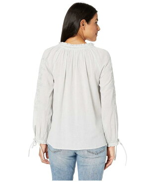 ラッキーブランド レディース シャツ トップス Metallic Embroidery Peasant Top Ice Blue