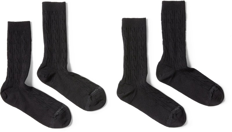 yz X}[gE[ fB[X C A_[EFA Everyday Cable Crew Socks - Women's - 2 Pairs BLACK