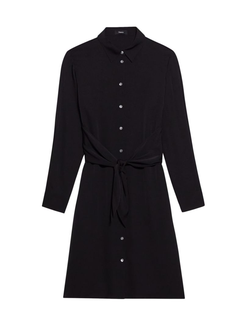 セオリー 【送料無料】 セオリー レディース ワンピース トップス Tie-Front Silk Shirtdress black