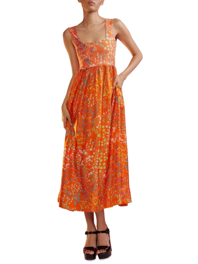 【送料無料】 シンシアローレイ レディース ワンピース トップス Isla Floral Midi-Dress orange multi