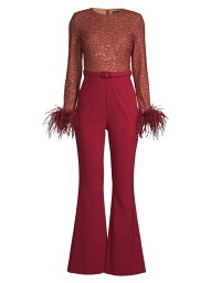 【送料無料】 ラビッシュアリス レディース ジャンプスーツ トップス Sequined Velvet Jumpsuit burgundy