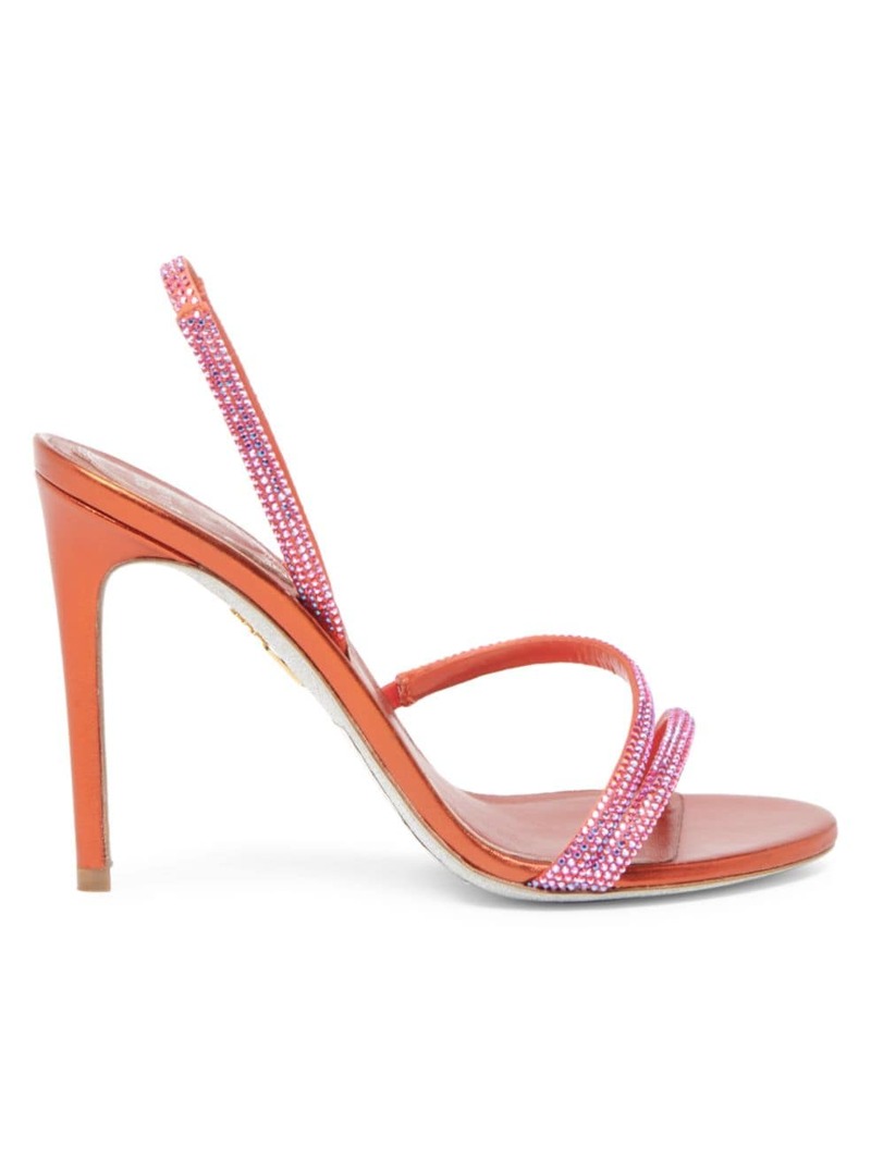 ̵ ͡ ǥ  塼 Satin Bead-Embellished Slingback Sandals orange