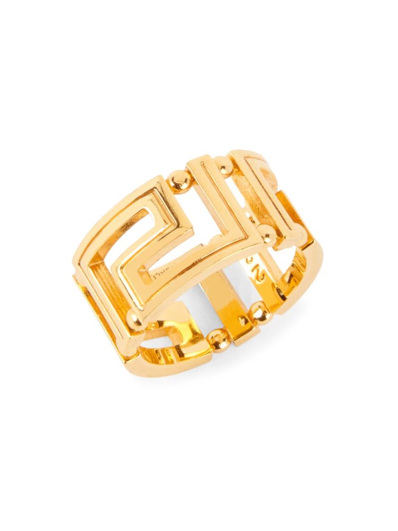 【送料無料】 ヴェルサーチ メンズ リング アクセサリー Greca Goldtone Ring warm gold