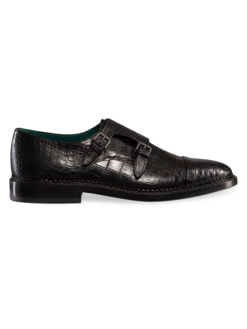 ̵ ƥեΥå  åե 塼 Matted Crocodile Monk Strap Shoes black