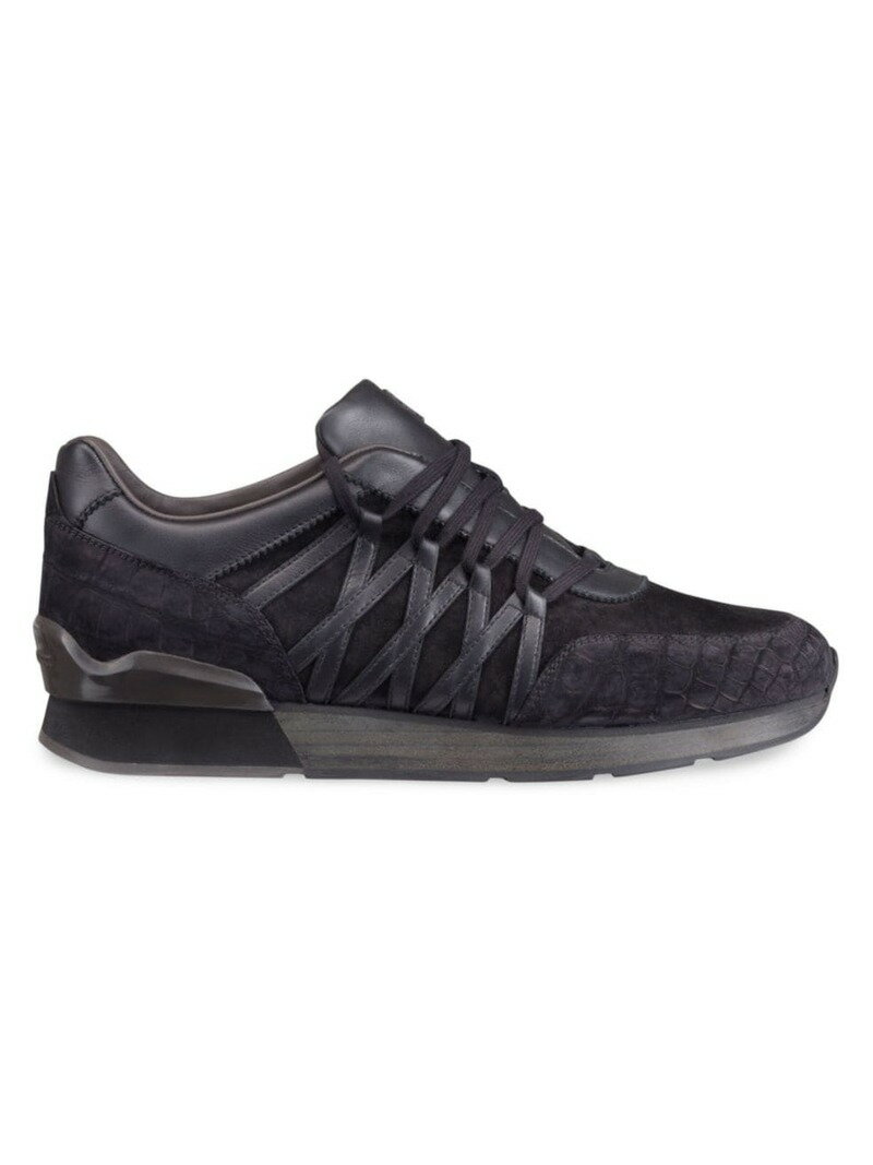 【送料無料】 ステファノリッチ メンズ スニーカー シューズ Nubuck Crocodile Trainers black