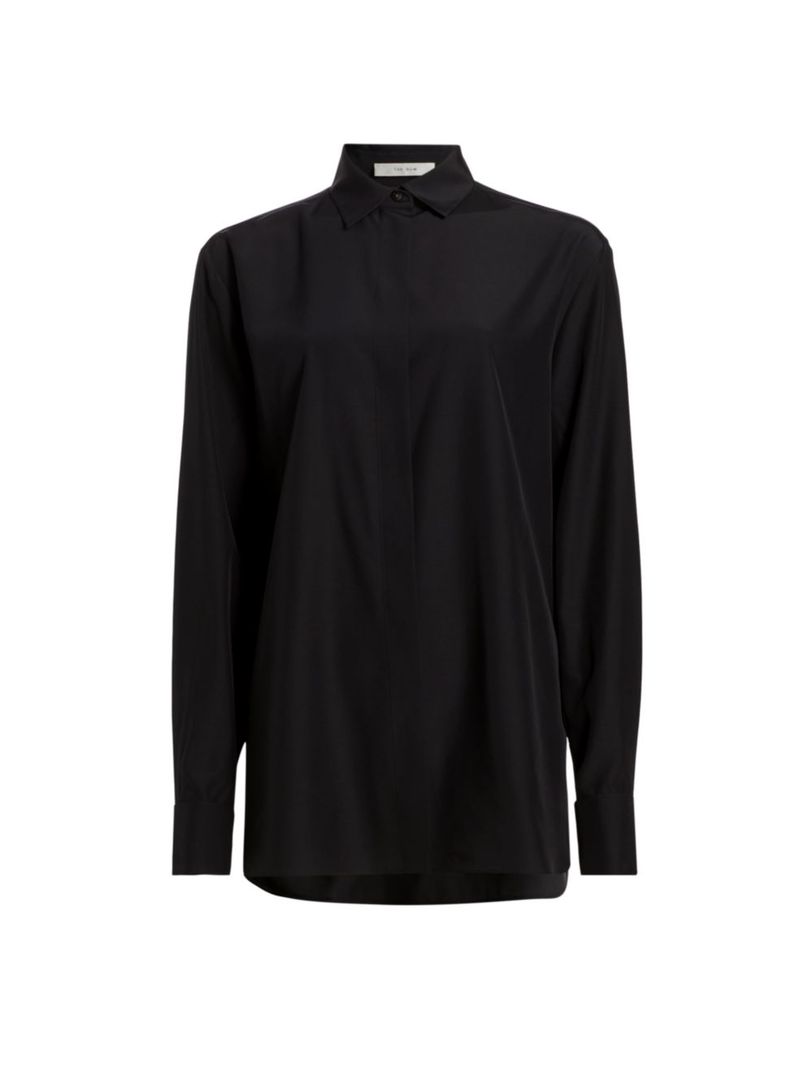 ̵   ǥ  ȥåץ Sisella Silk & Wool Shirt black