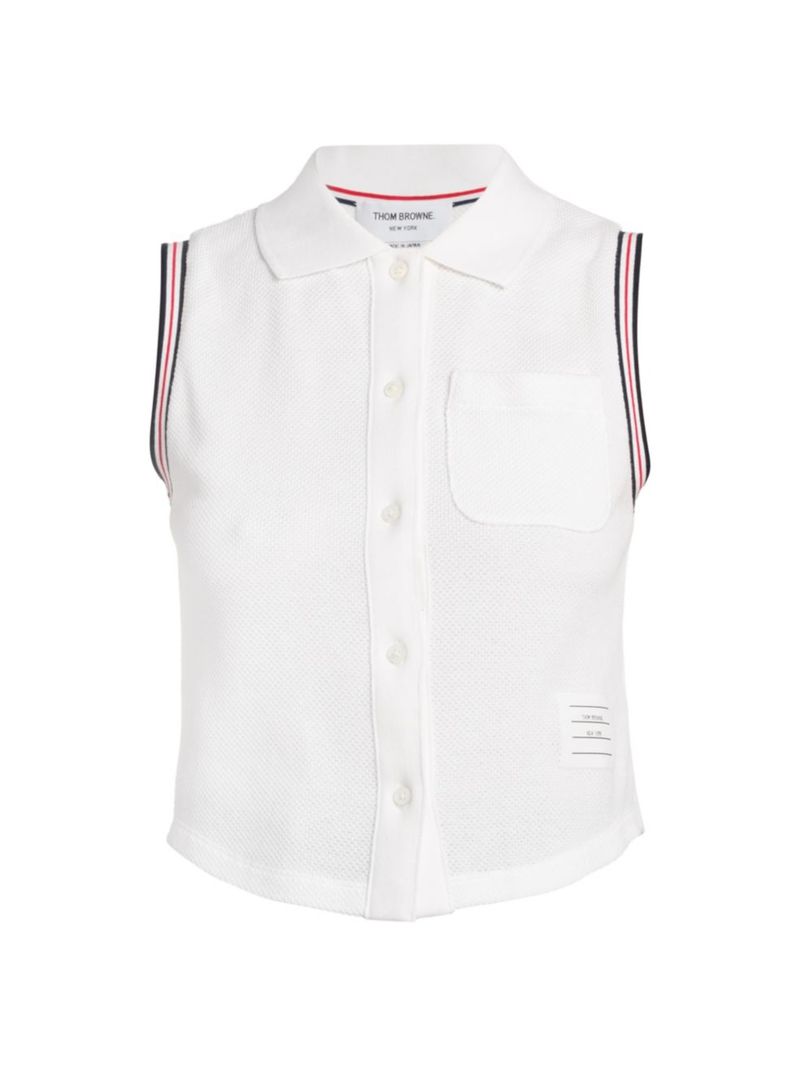 【送料無料】 トムブラウン レディース タンクトップ トップス Sleeveless Polo Top white