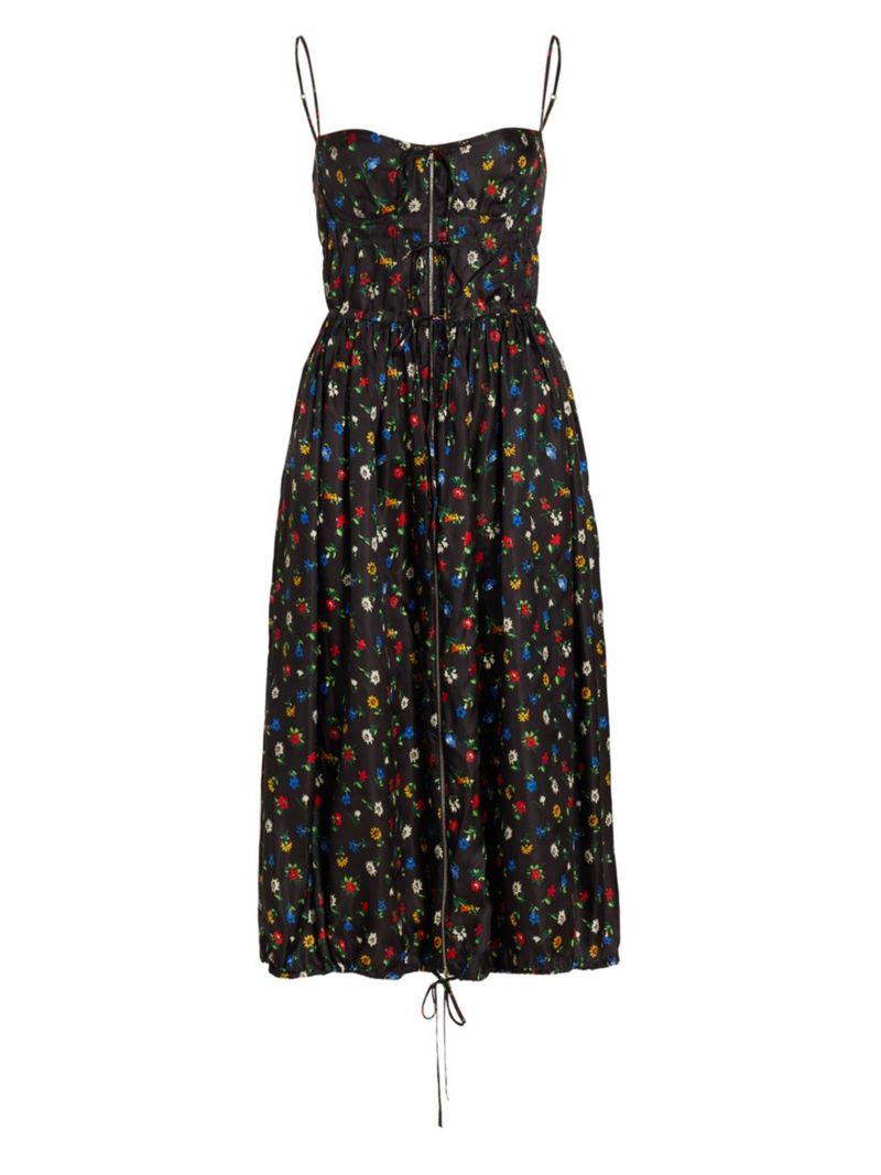 【送料無料】 ロゼッタ・ゲッティ レディース ワンピース トップス Ditsy Floral Midi-Dress black multi