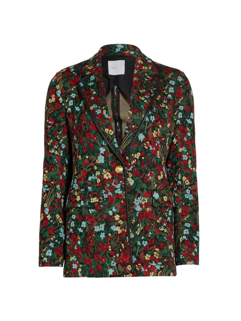 【送料無料】 ロゼッタ・ゲッティ レディース ジャケット・ブルゾン ブレザー アウター Floral Jacquard Blazer black multi