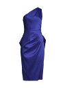 yz AC_}bgbNX fB[X s[X gbvX Satin One-Shoulder Bow Midi-Dress royal sapphire