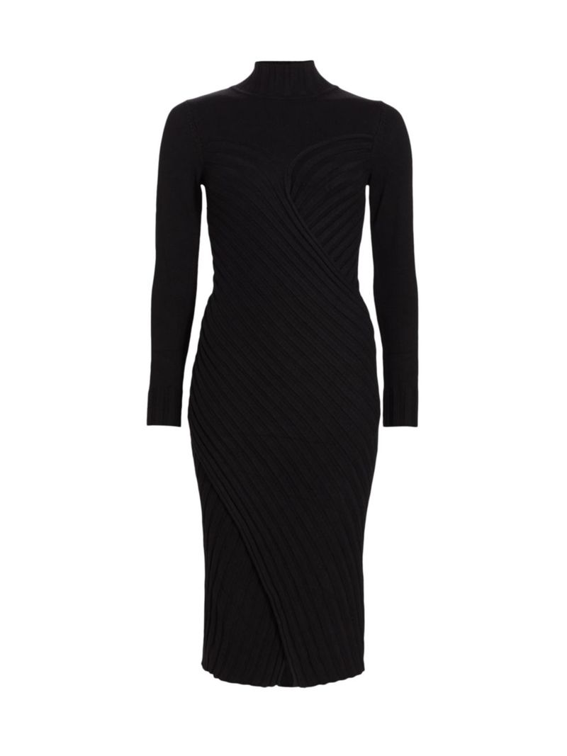  エリータハリ レディース ワンピース トップス Ribbed Stretch Knit Wrap-Style Dress noir