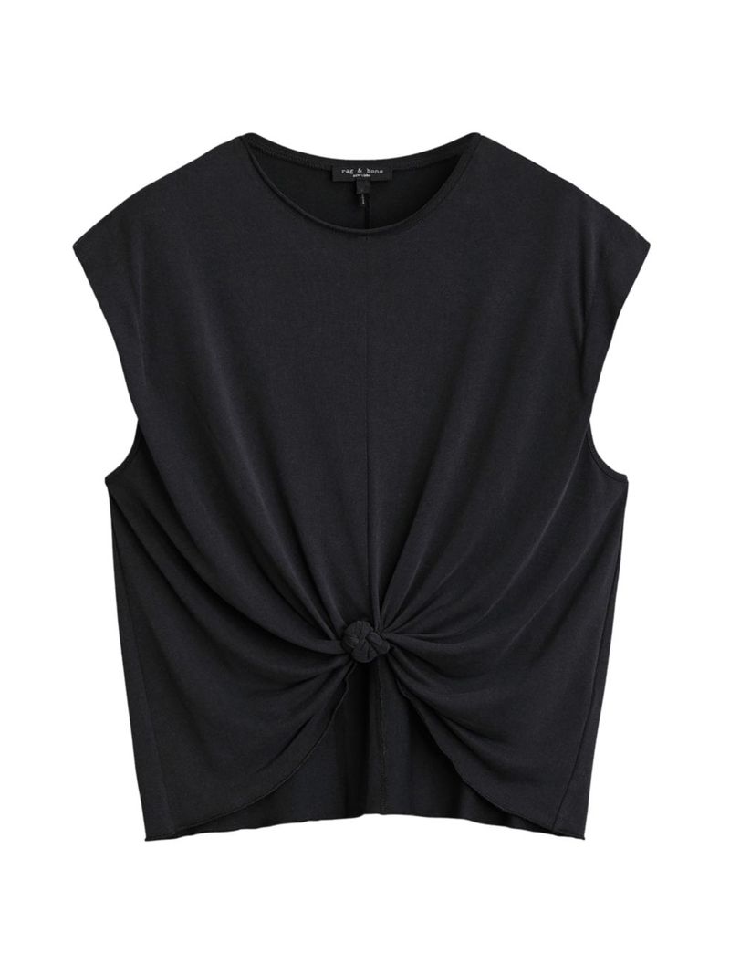 yz OAh{[ fB[X TVc gbvX Jenna Cap-Sleeve Knotted T-Shirt black