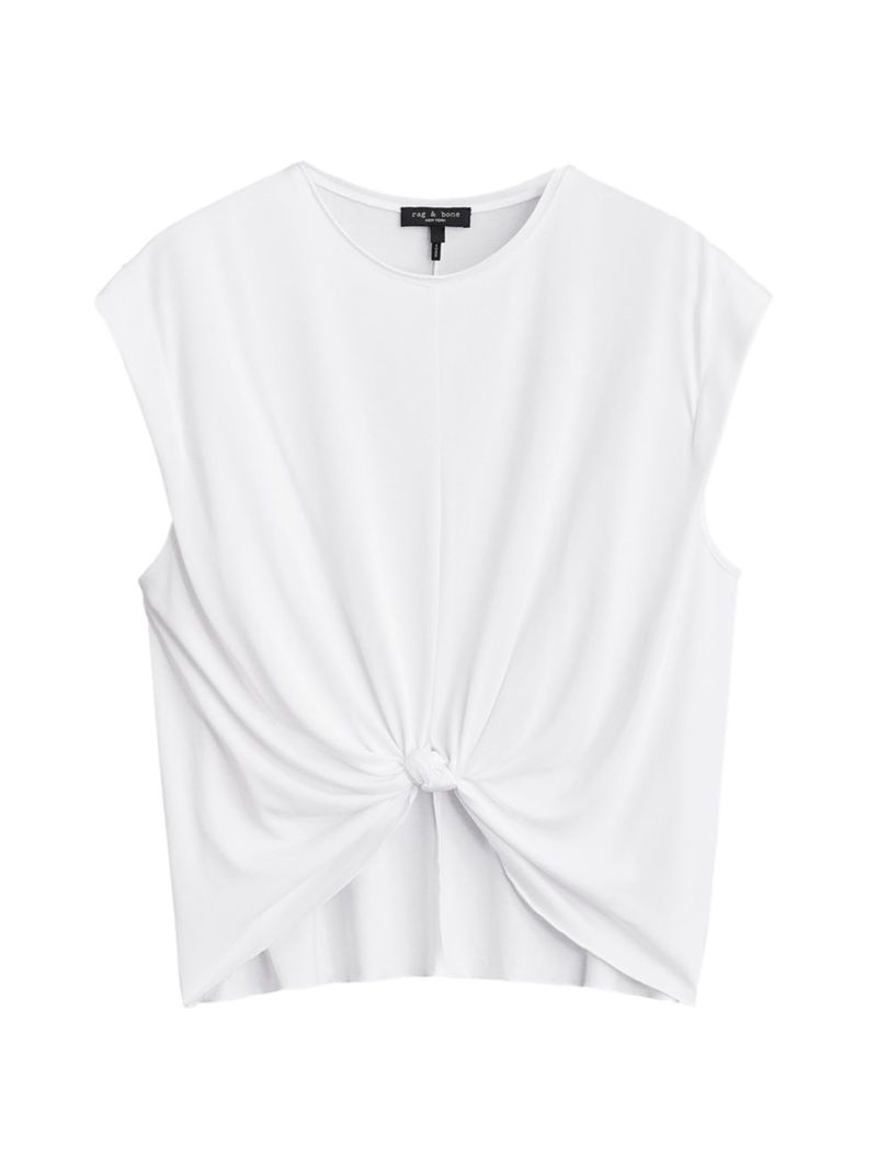 yz OAh{[ fB[X TVc gbvX Jenna Cap-Sleeve Knotted T-Shirt white