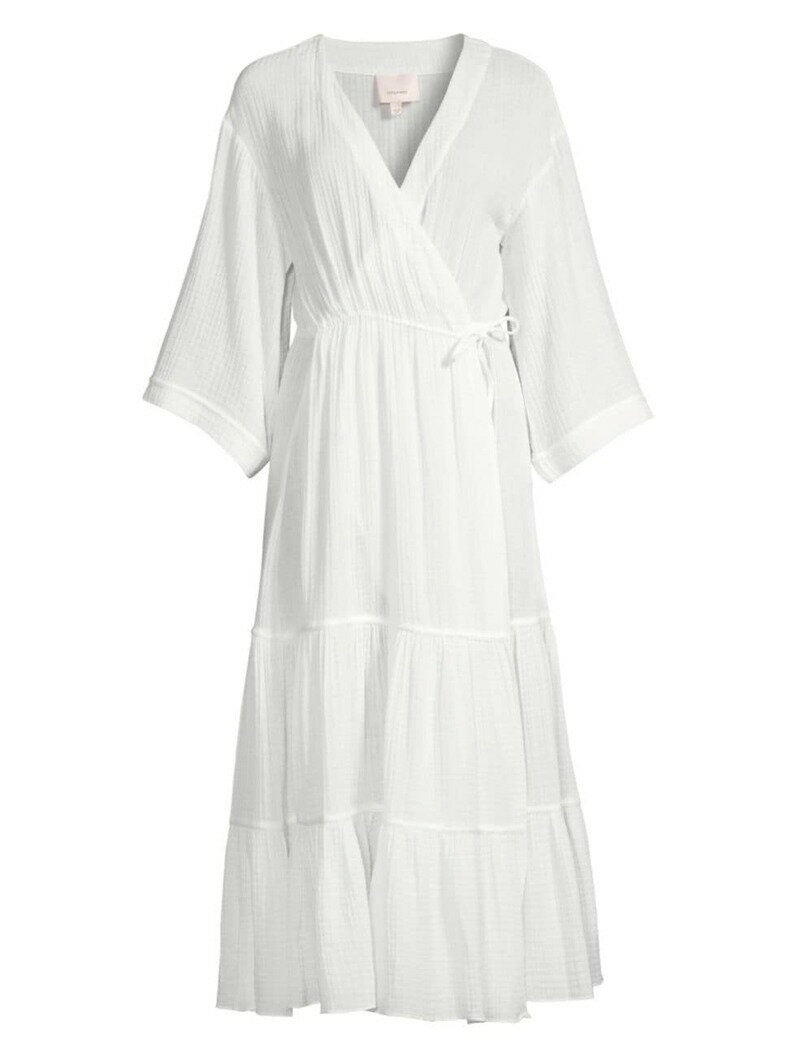 【送料無料】 サンク ア セプト レディース ワンピース トップス A La Plage Torey Cotton Gauze Cover-Up Wrap Dress white