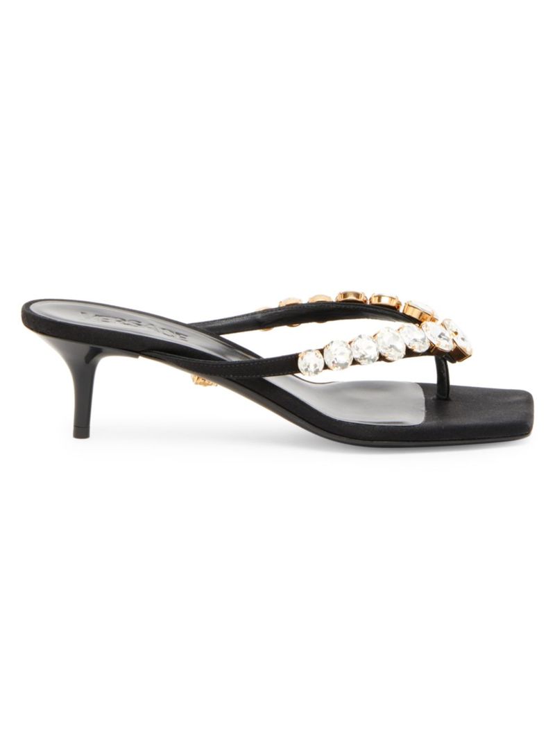 ̵ 륵 ǥ  塼 La Vacanza 45MM Jewel-Embellished Satin Sandals black