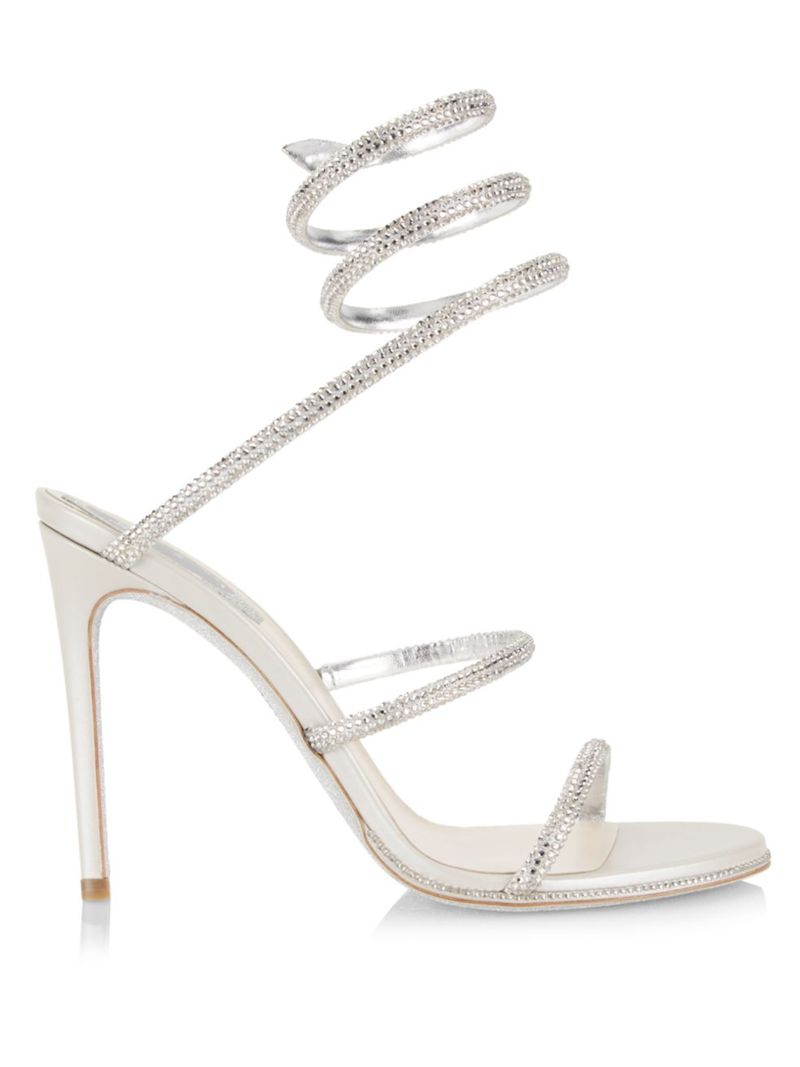 ̵ ͡ ǥ  塼 Cleo Crystal-Embellished Wrap Sandals silver