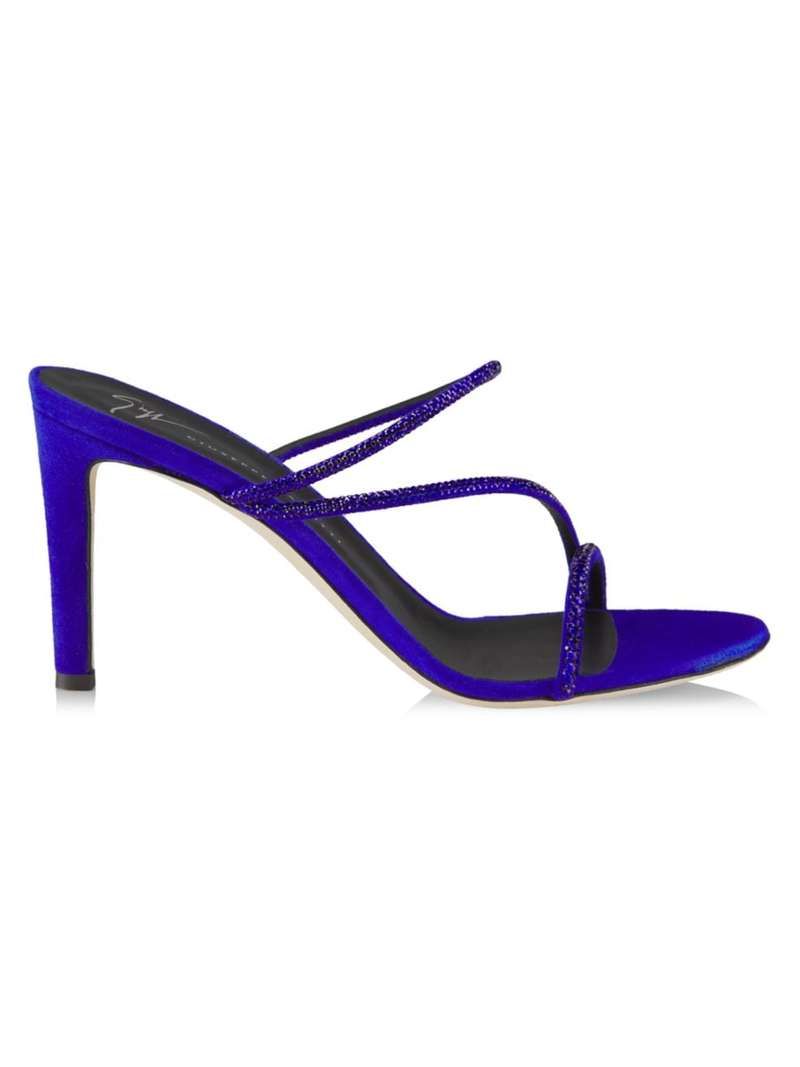 【送料無料】 ジュゼッペザノッティ レディース サンダル シューズ 85MM Embellished Suede Sandals royal blue crystal