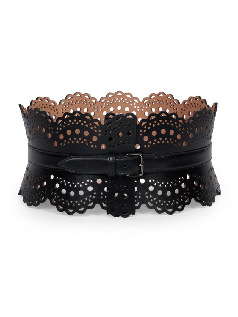 【送料無料】 アライア レディース ベルト アクセサリー Scalloped Leather Corset Belt noir