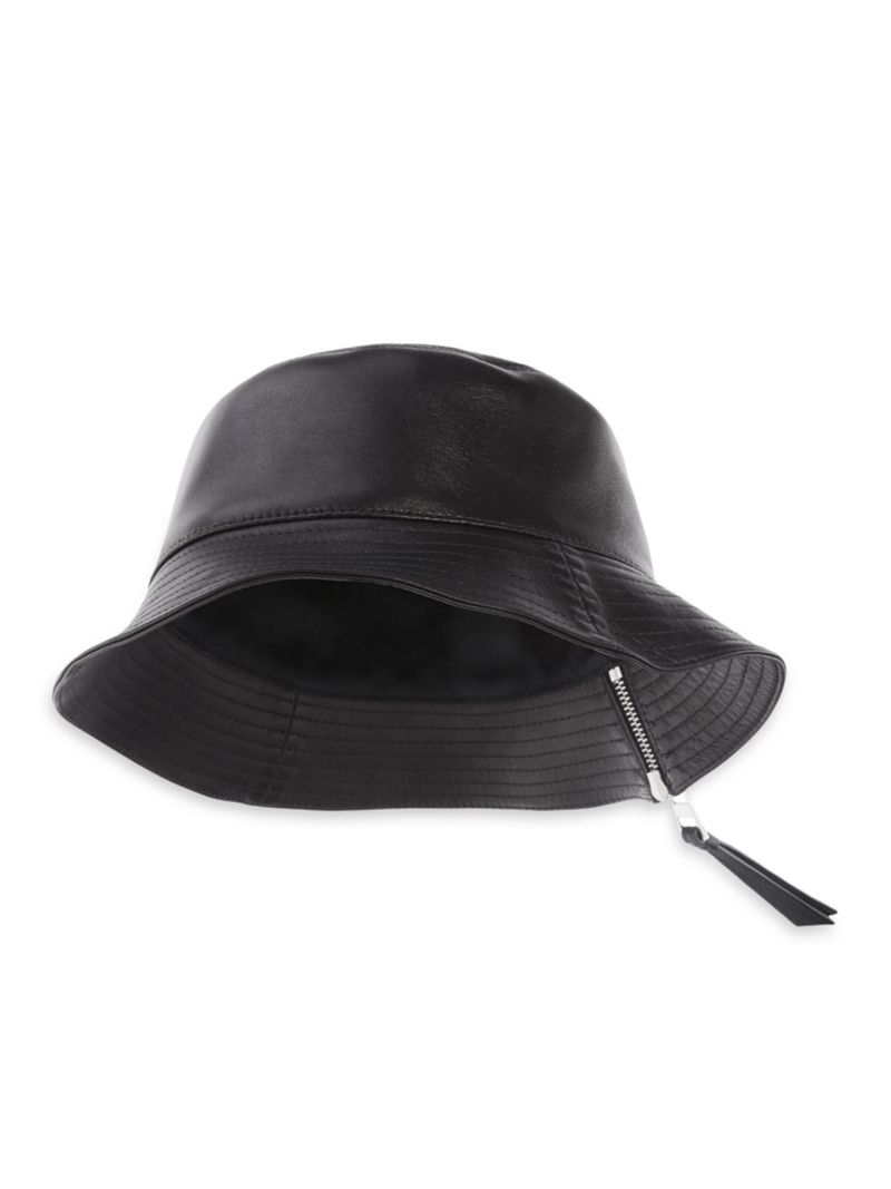 ̵  ǥ ˹ ꡼ Leather Logo Bucket Hat black