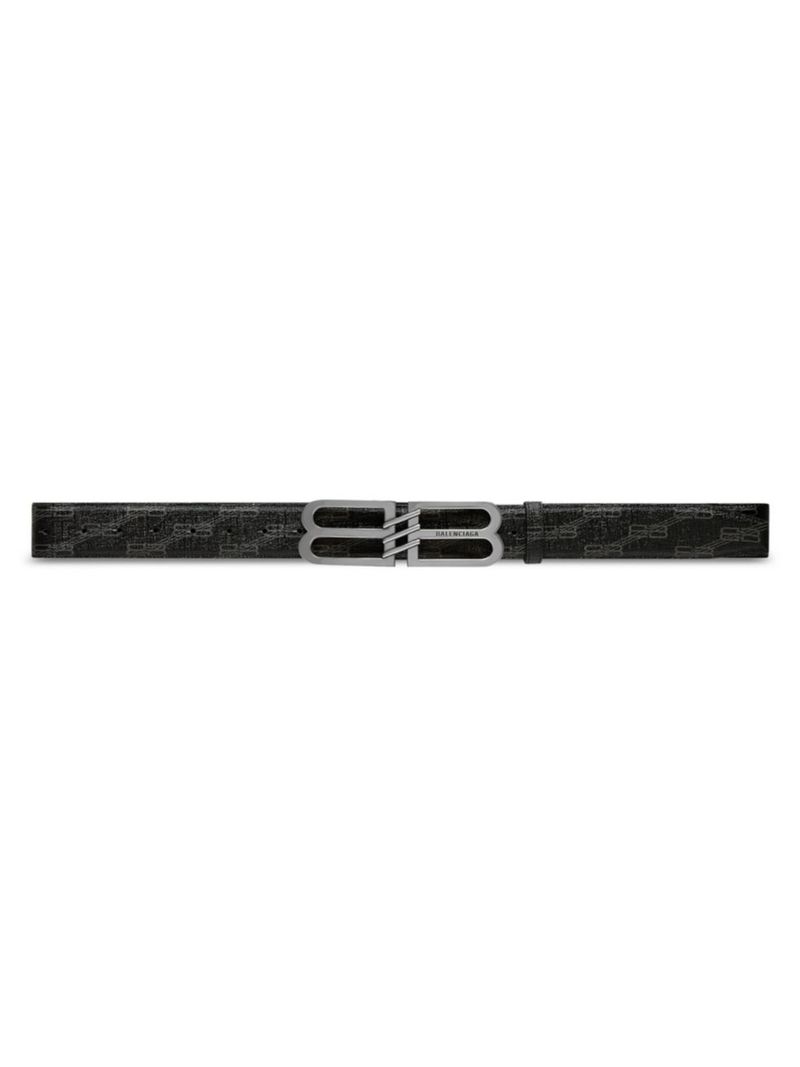 バレンシアガ 【送料無料】 バレンシアガ レディース ベルト アクセサリー BB Signature Belt BB Monogram Coated Canvas black grey