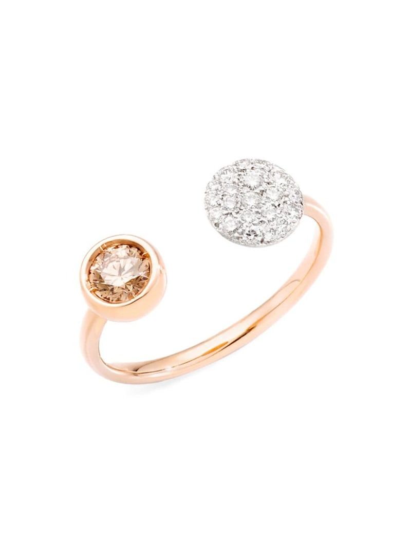 【送料無料】 ポメラート レディース リング アクセサリー Sabbia 18K Rose & White Gold, White & Brown Diamond Open Ring pink