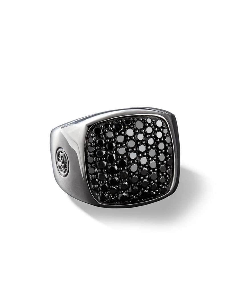 【送料無料】 デイビット・ユーマン メンズ リング アクセサリー StreamlineR Signet Ring with Pave Black Diamonds black diamond