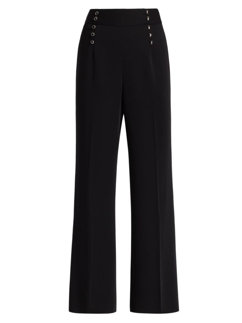  エリータハリ レディース カジュアルパンツ ボトムス Button-Embellished Crepe Straight-Leg Trousers noir