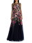 ̵     ǥ ԡ ȥåץ Hollyhocks Threadwork Tulle Long-Sleeve Gown navy multi