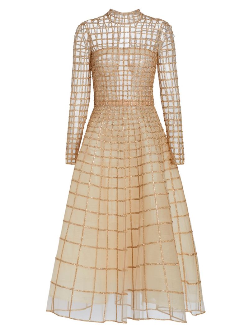 【送料無料】 オスカー デ ラ レンタ レディース ワンピース トップス Crystal Grid Cocktail Dress cr..